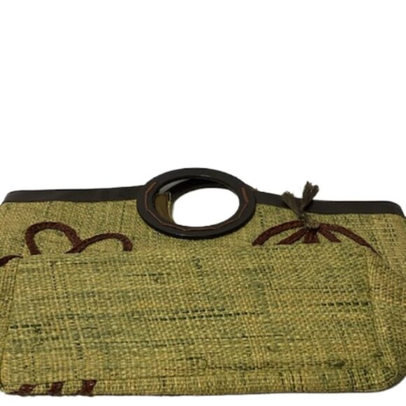 VINTAGE APRIL CORNELL Straw Purse Clutch Handbag Boho Naturalist Hippie Gypsy - Picture 5 of 7